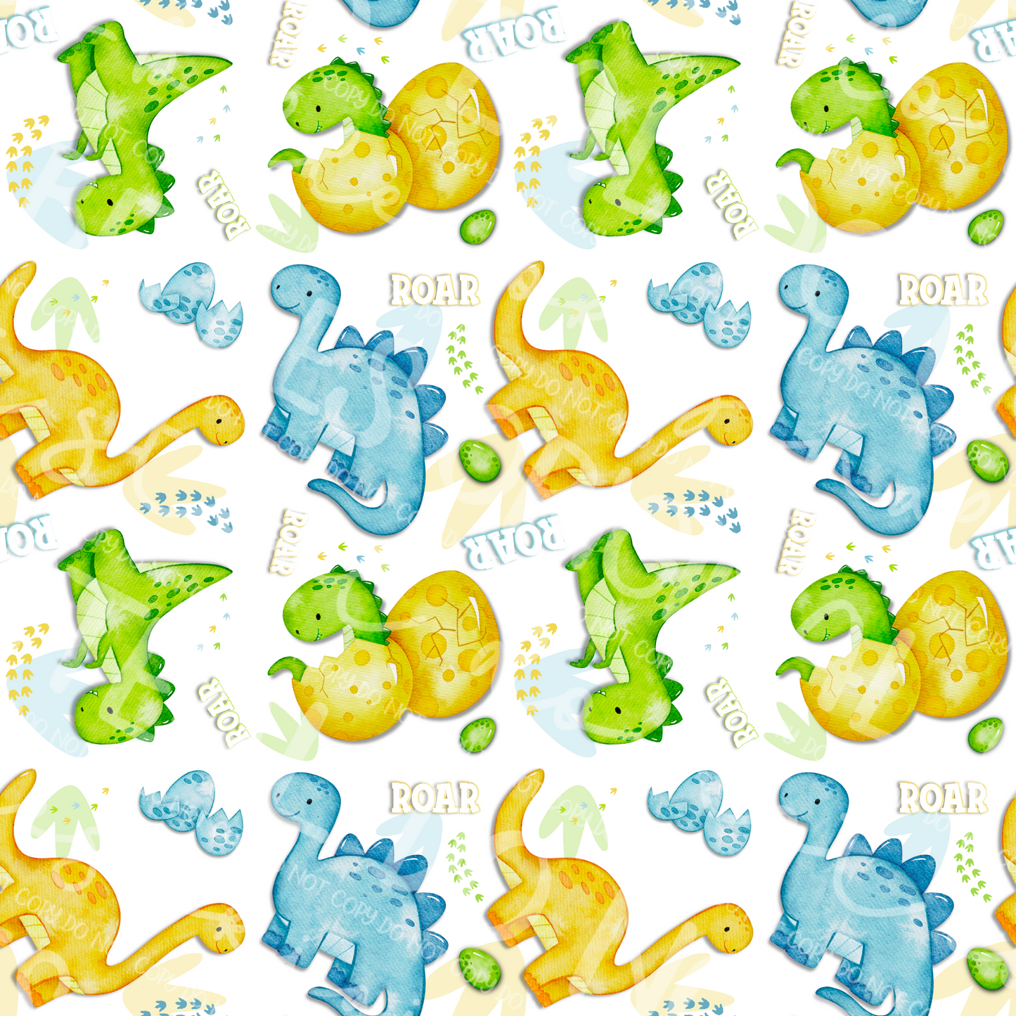 Watercolor Dino baby seamless white