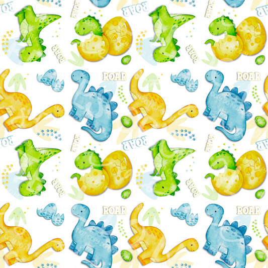 Watercolor Dino baby seamless white