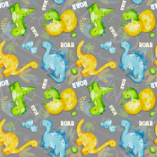 Watercolor Dino baby seamless grey