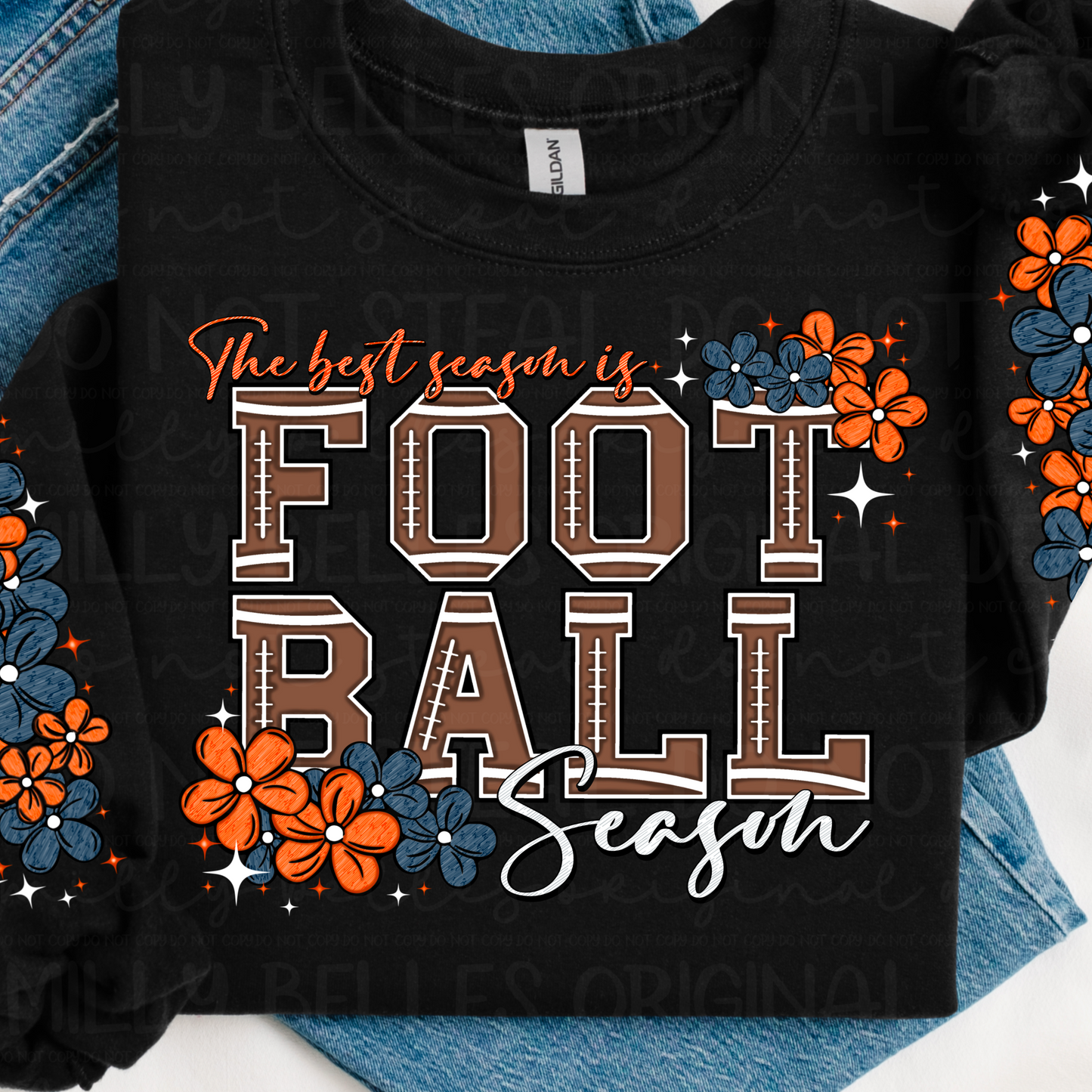 Broncos floral Football season PNG with sleeve