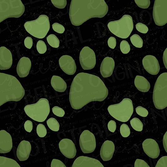 Green Paws seamless black