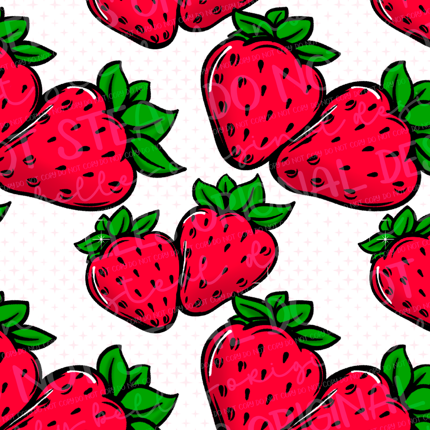 Strawberries seamless green white