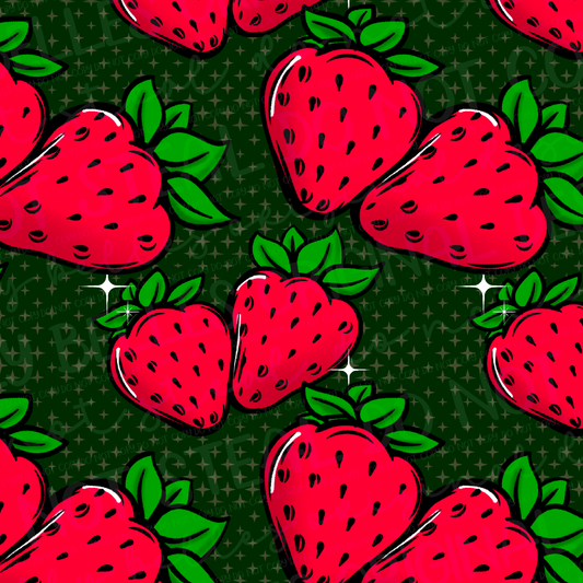 Strawberries seamless green