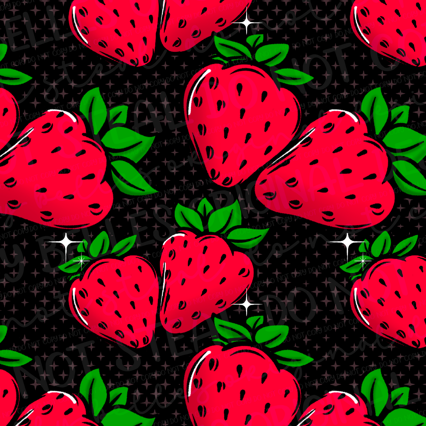 Strawberries seamless black