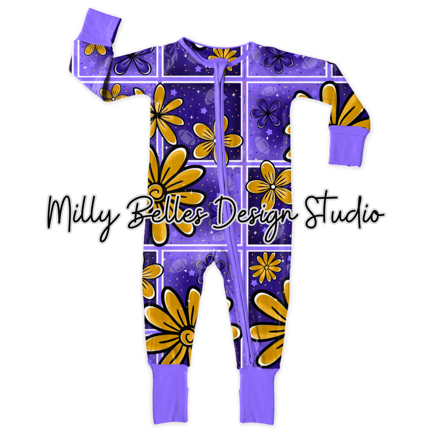 Floral Baltimore Football colors seamless