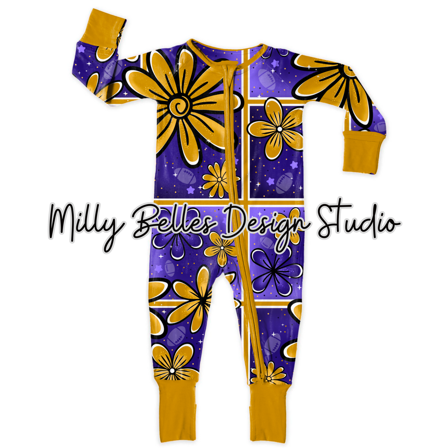 Floral Baltimore Football colors seamless