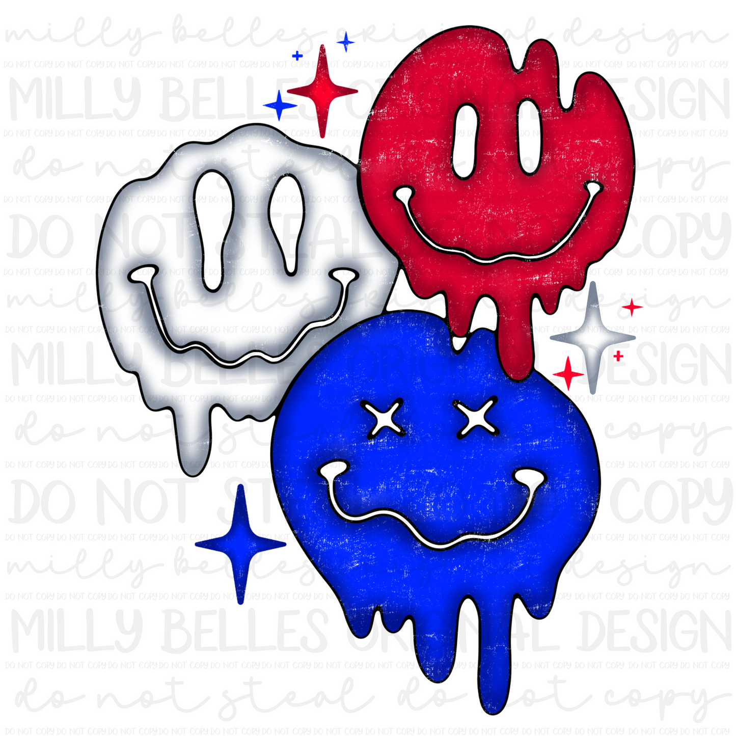 Red white and blue smileys PNG