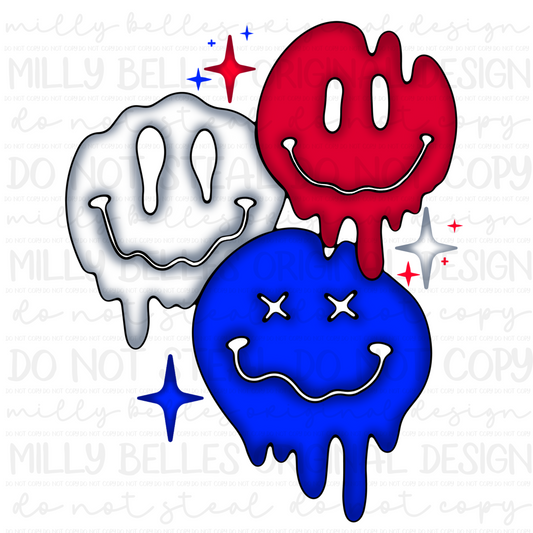 Red white and blue smileys PNG