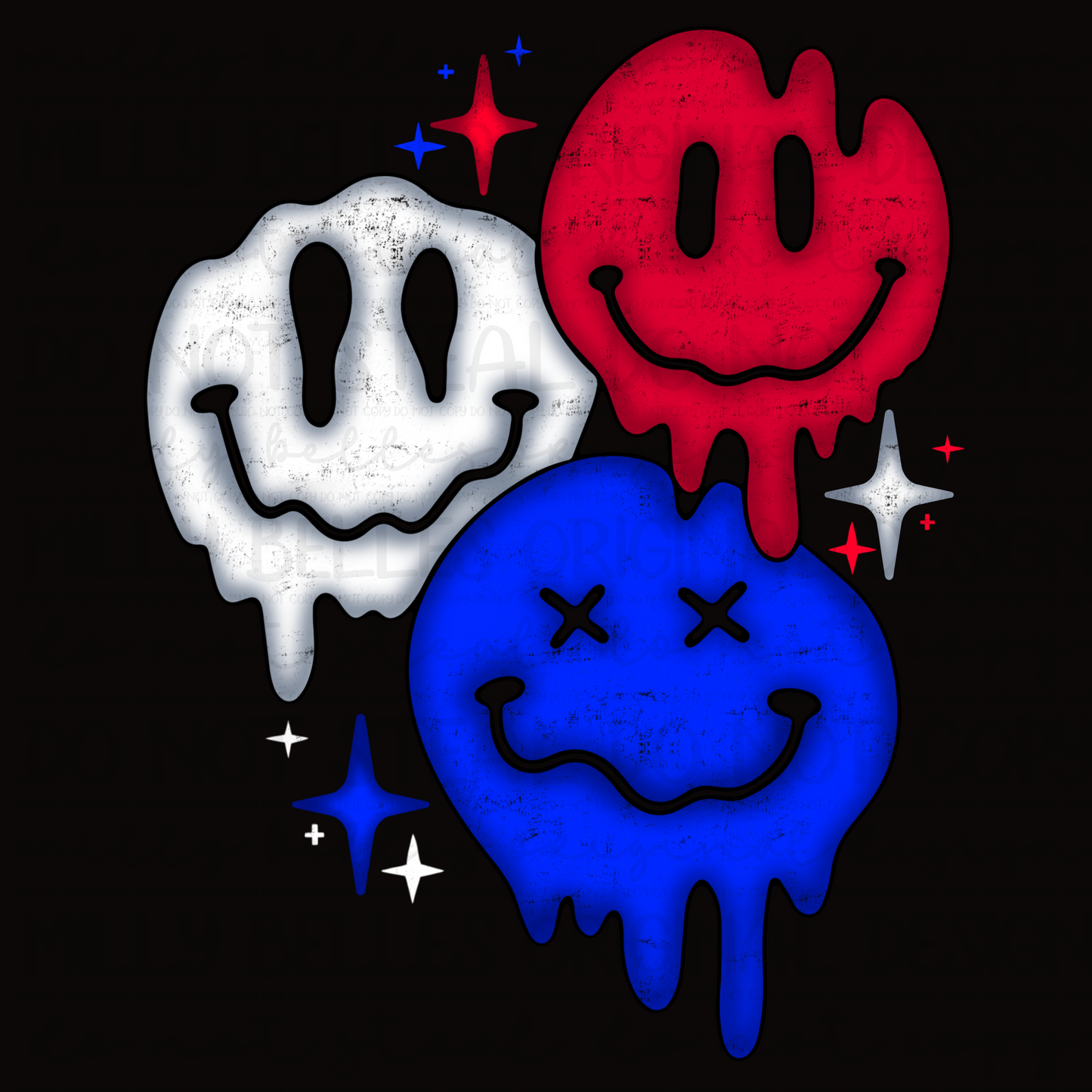 Red white and blue smileys PNG