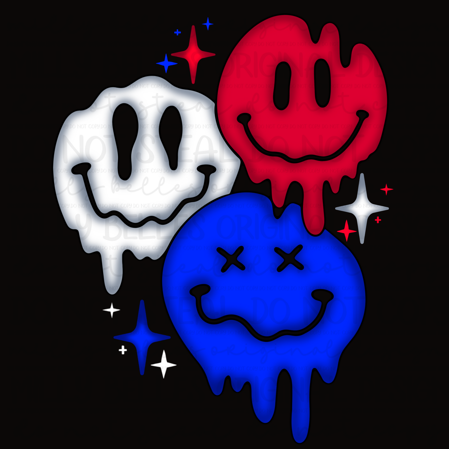 Red white and blue smileys PNG