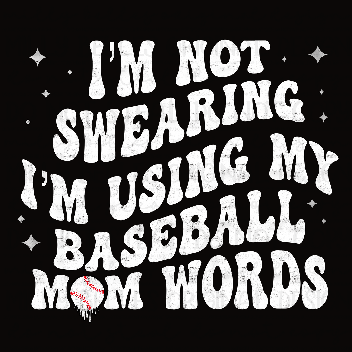 Baseball mom words PNG w/pocket design