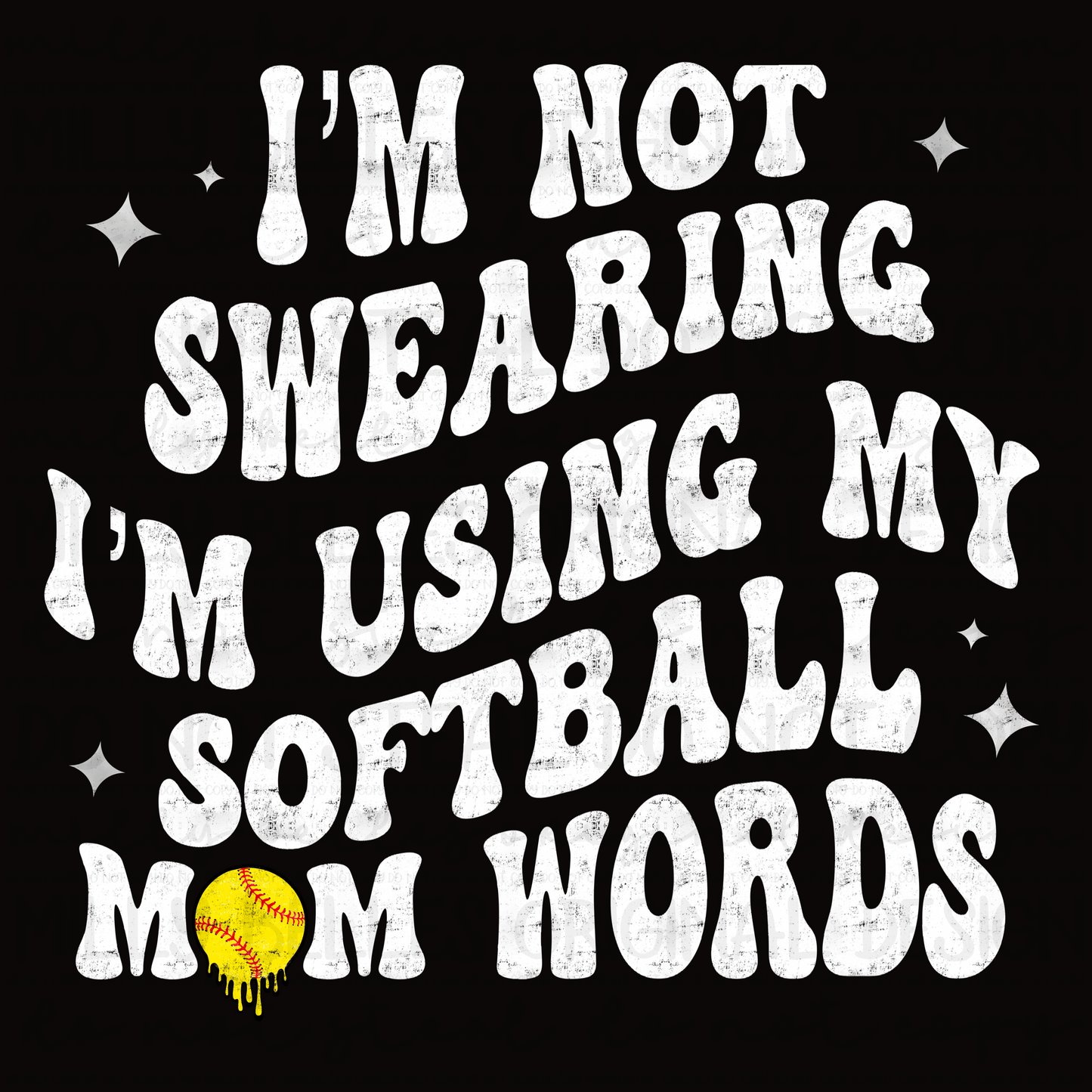 Softball mom words PNG w/pocket design