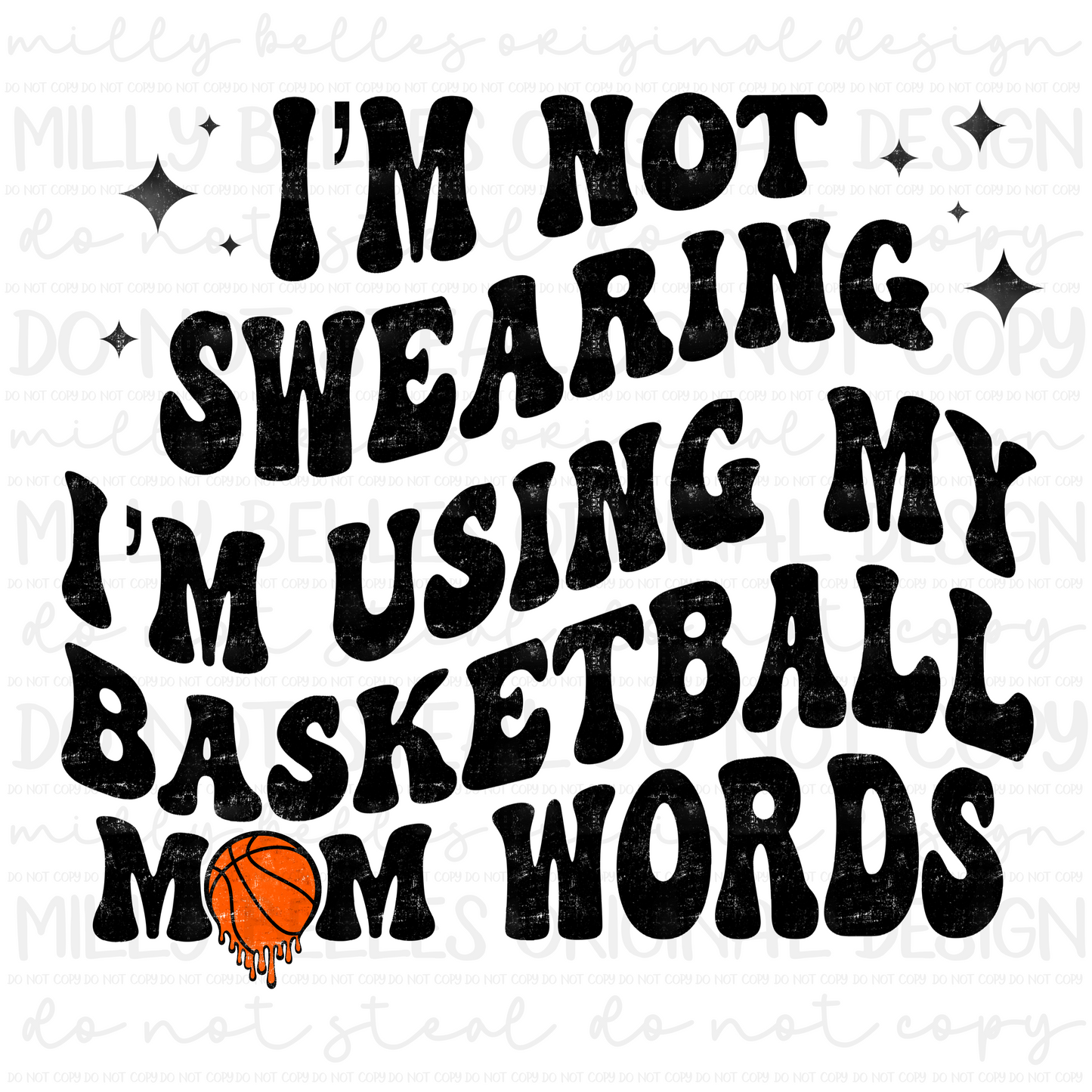 Basketball mom words PNG w/pocket design