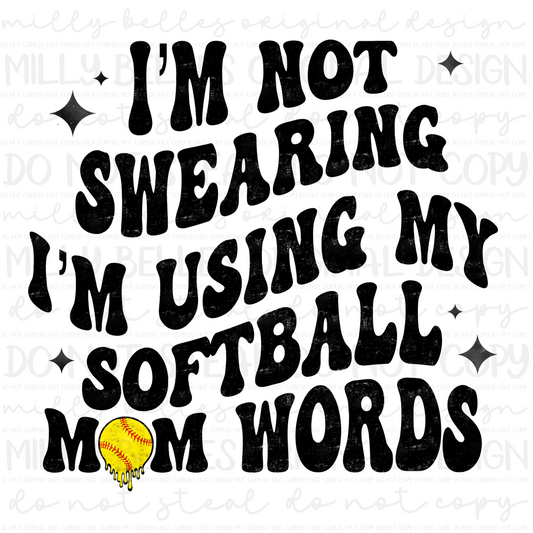 Softball mom words PNG w/pocket design