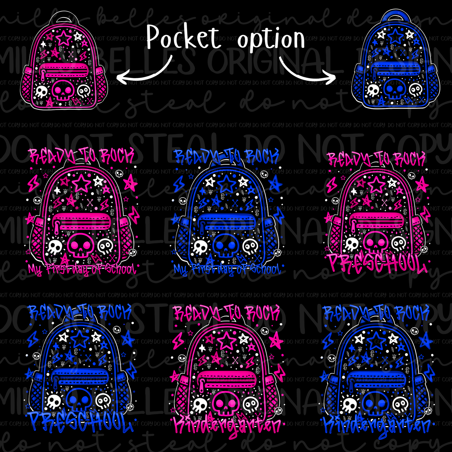 Skull backpack school BUNDLE